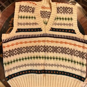 Men’s Hand Knit Wool Fair Isle Sweater. XL. New.